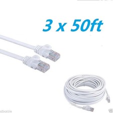 3 x 50ft FEET White Internet LAN CAT5e Network Cable for Computer Modem Router  picture