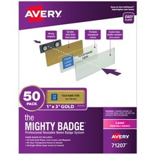 Name Badge System 1 x 3 50 Badges Magnetic Reusable Avery 71207 picture