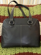 SwissGear Wenger Black Leather Laptop Tote Bag Briefcase Executive Women Large picture