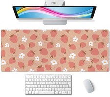 31.5x11.8 Inch Strawberry Daisy Pink Large Mouse Pad Gaming Keyboard Mat picture