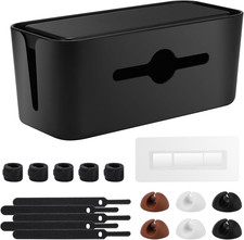 Cable Management Box Cord Organizer Cover for Power Strips Black picture