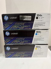 Genuine HP 304A OEM  3 Toner Cartridge Set Black Cyan Yellow C530A C531A C532A picture