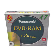 Panasonic DVD-RAM 4.7 GB 120 Min Blank Recordable DVD Slim Case Sealed 5 Pac picture
