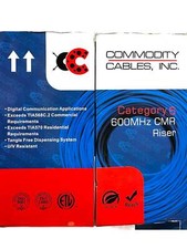 Blue, Cat6 Cable, 23AWG, 4-Pair, 600MHz, PVC, 1000', 6CMR234B0 picture