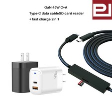 GaN 45W 65W 2in1 Fast Charger Hub | USB-C + A Adapter with SD Card Reader & PD picture