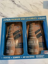 Stratitec 2 Pack Premium Series USB 2.0 High-Speed Cable 480 Mbps 6.5' BRAND NEW picture