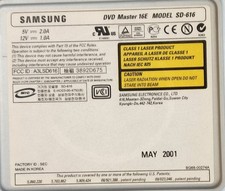 Samsung DVD Master 16E MODEL SD-616 Rev A01 DP/N 0817NF Black Bezel picture