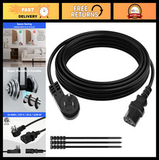 75FT 3-Prong Flat Plug Power Cord - 45° Angled Low Profile AC Cable, Heatproof, picture