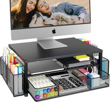 Desk Organizer and Accessories, 2-Tier Computer Monitor Stand Riser with Drawer  picture