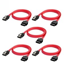 Red Flat SATA7P Male-Female Straight 180° 6Gbps SSD HDD Internal Hard Disk picture