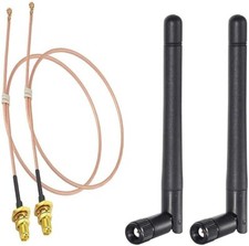 2pcs Bingfu Dual Band WiFi Antenna MIMO RP-SMA Male ,12inch u.fl to RP-SMA Cable picture