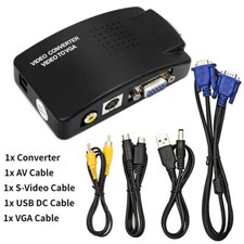 PC Laptop CCTV VGA To TV AV RCA S-Video Converter Adapter Composite HDTV LCD Box picture