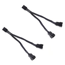 All Black Sleeved PWM Fan Splitter Cable 1 to 2 Converter 2 Pack picture