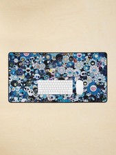 Large Desk Pad with Colorful Flowers and Skulls – Murakami Desk Mat Accessories picture