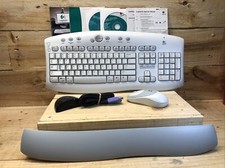 Logitech Cordless Access Duo Mouse Keyboard EXCELLENT PREOWNED CONDITION white picture