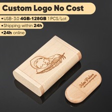 High-Speed 4GB-32GB-64GB-128GB USB 3.0 Flash Drive Engraved Logo Wood Gift Box picture