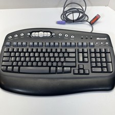 Vintage Microsoft Multimedia PS/2 Wired Computer Keyboard  KB-0168 Black Tested picture