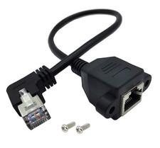 CAT6 Network Extension Cable 90 Degree RJ45 Male Female Panel Mount 10 Inch picture