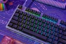 Drop Artifact Shield Keycap Set Purple on Black 108 Key Cherry PBT Sealed picture