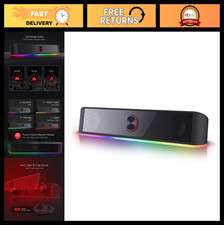 RGB Desktop Soundbar - 2.0 Channel Computer Speakers with Dynamic Lighting & Tou picture
