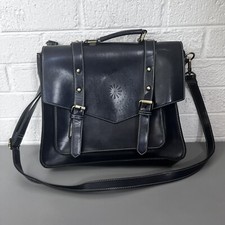 Ecosusi Laptop Briefcase Messenger Bag Blue Vegan Leather Die-Cut Accent picture