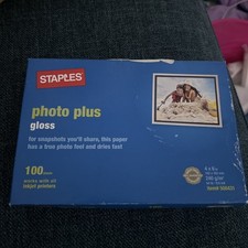 Vtg Staples Photo Plus Gloss 4”x6” Photo Paper 100 Sheets For Injet Printers NOS picture