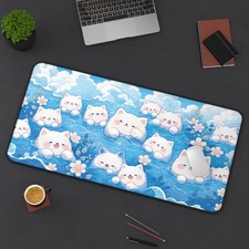 Kawaii Cats Desk Mat, Desk Mat Gamer Girl Desk Accessories, Cute Desk Decor picture