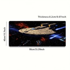 1pc Large Size Gaming Mouse Pad, Pixel Art Starship Universe Scene Pattern, No picture