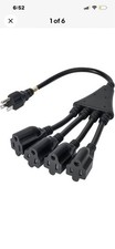 4 Way Power Splitter – 1 to 4 Cable Strip With 3 Pronged Outlet (Package of 5) picture