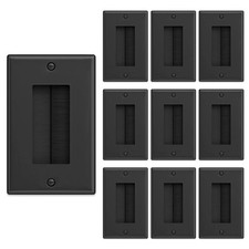 Brush Wall Plate (10 Pack), Cable Pass Through Plate, Black picture