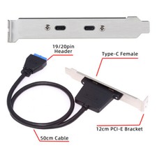 Cablecy USB3.0 Motherboard 19/20Pin to USB-C Type-C Dual Ports Female Cable picture