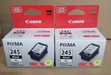2 Genuine Canon PG-245XL Black Ink Cartridges High Yield PIXMA OEM SEALED NEW picture