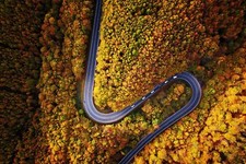 Landscape aerial view road trees fall Custom Gaming Mat Desk picture