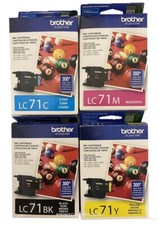 4pcs Genuine Brother LC71 Black Cyan Magenta Yellow Ink Cartridges Set LC71 picture