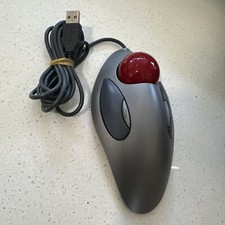 Logitech T-BC21 PC Mouse Trackman Trackball Red Marble Ergonomic Ambidextrous picture