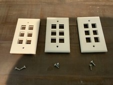 Lot Of 3 LEVITON QUICK PORT SINGLE-GANG 6-PORT MODULAR WALL-PLATE, White G picture