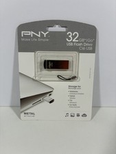 PNY 32GB USB GO Flash Drive Micro Metal Attaché USB Hard Drive Memory BRAND NEW picture