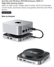 Acer Gadget Mac Mini M4 Dock, 8TB M.2 NVMe/SATA SSD Enclosure & Stand, 4K@144Hz picture