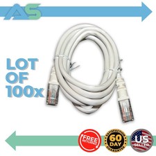 Lot of 100 White RJ45 Ethernet Patch Cables 1.8M 6FT Cat6 LAN Network Wire Cord picture