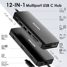 WAVLINK 12-in-1 Laptop Docking Station USB C Hub Triple Monitor Dual 4K HDMI picture