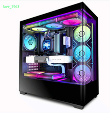 ATX PC Case w/ 7 ARGB Fans, Type-C Mid Tower, Dual Glass, Black P4 picture