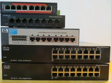 Lot of 5 Network Switches - Cisco, HP, LanoLinx - some power cords included picture