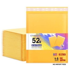 52Pack Yellow 8.5x12in Kraft Bubble Mailers Small Business Mailing 8.5x12-52pcs picture