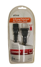 Ativa 2-Prong Polarized AC Power Cord 6 Foot 1.8m Item 417-103 picture