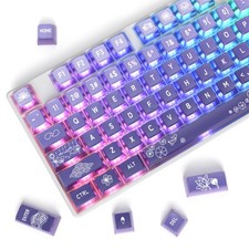 61 Keys PBT 60% Keycaps Shine Through OEM Profile Backlit Grey Black US Layout picture