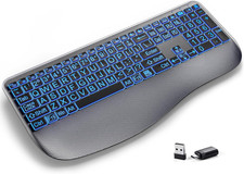 Large Print Backlit Wireless Keyboard – Ergonomic Keyboards with Wrist Rest picture