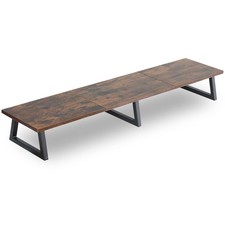 42 Inch Large Dual Monitor Riser Rustic Brown Extra Long TV Stand Wood Steel picture