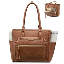 Laptop Tote Bag for Women Work, Vintage Leather Teacher Nurse Bag with Large ... picture
