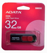 ADATA C008 32GB USB 2.0 Retractable USB-A Flash Drive Black/Red picture