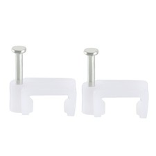 200pcs Flat Cable Clip Nail Coaxial Tacks Wire Clips 12mm White picture